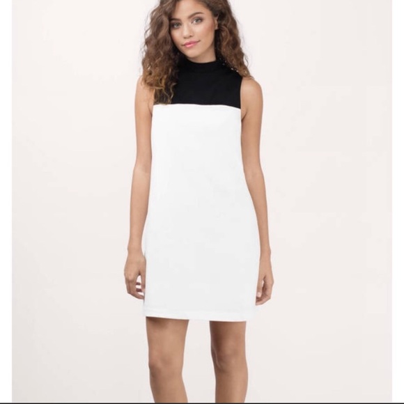 black and white shift dress